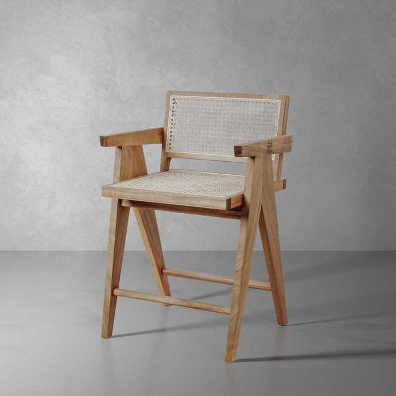 Jeanneret Counter Stool with Cane Seat-France & Son-FL1325NTRLCNTR-Bar StoolsNatural Acacia-1-France and Son