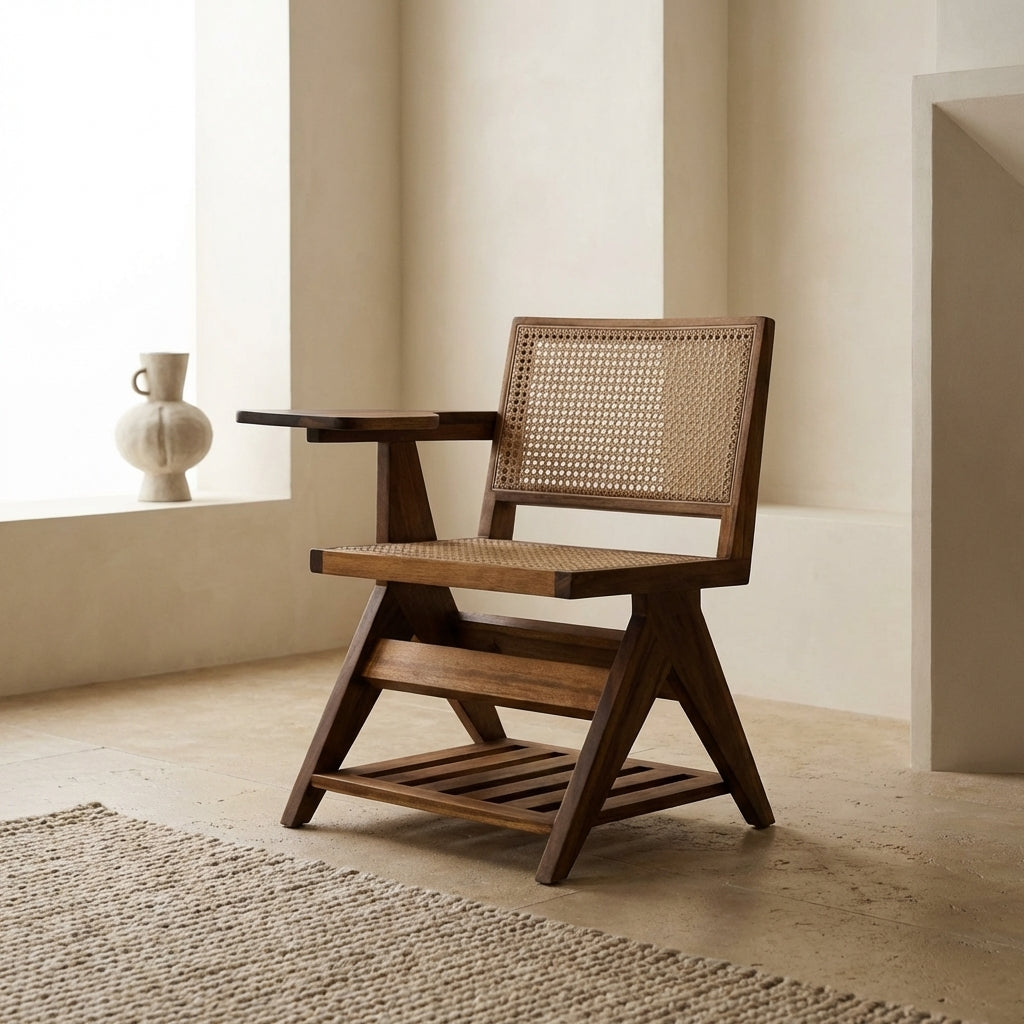 Pierre Jeanneret Schoolhouse Chair with Desk