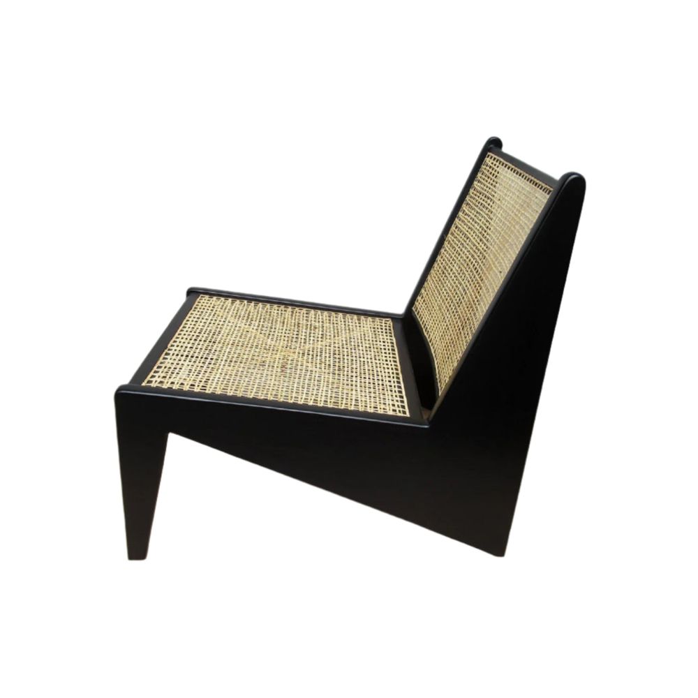 Jeanneret Kangaroo Armless Lounge Chair with Hand Caned Seat