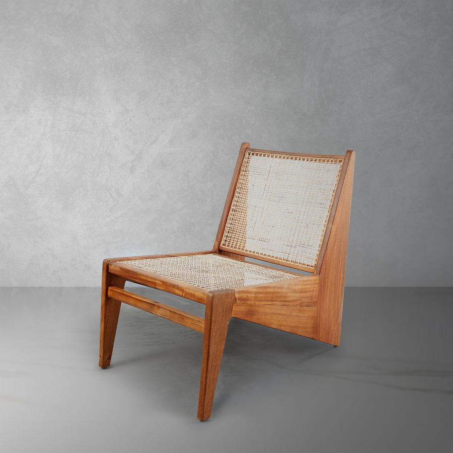 Jeanneret Kangaroo Lounge Chair with Hand Caned Seat-France & Son-FL1330NTRL-Lounge ChairsNatural-1-France and Son