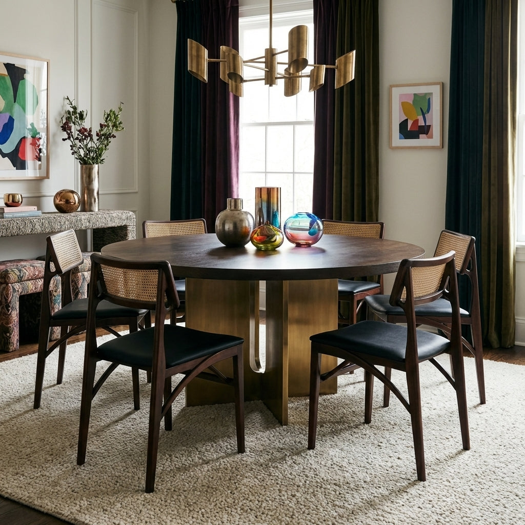 ダイニングチェア Francfranc (used) Dining Chair Razzia Cane Dining Chair With Seat Pad France & Son FL1331BLK