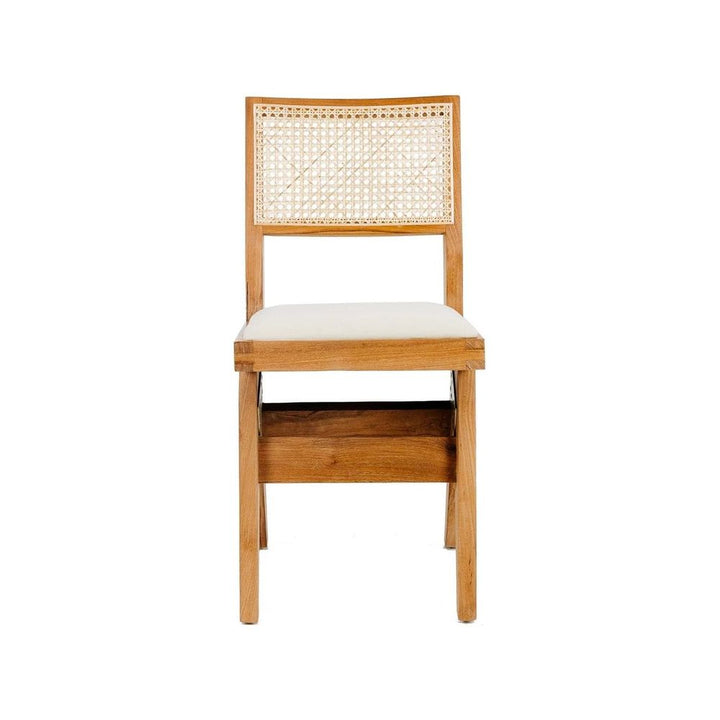 Jeanneret Dining Side Chair with Seat Pad and Hand Caned Back-France & Son-FL1338-Dining ChairsWhitewashed-Single-10-France and Son