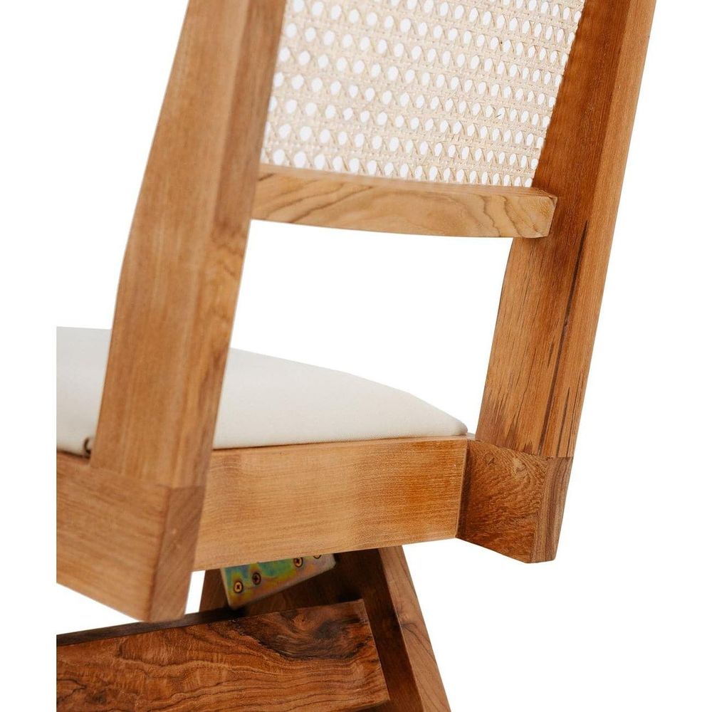 Jeanneret Dining Side Chair with Seat Pad and Hand Caned Back-France & Son-FL1338-Dining ChairsWhitewashed-Single-9-France and Son