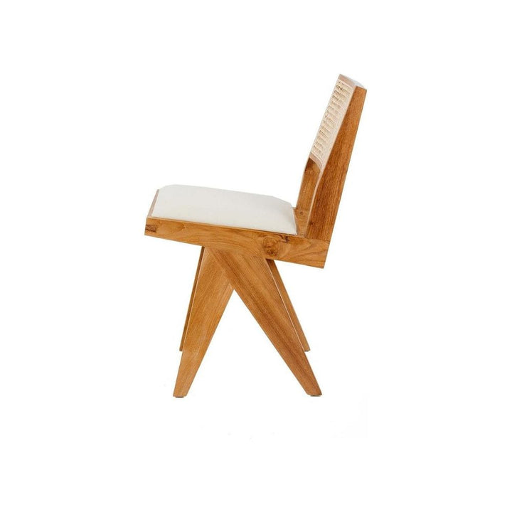 Jeanneret Dining Side Chair with Seat Pad and Hand Caned Back-France & Son-FL1338-Dining ChairsWhitewashed-Single-11-France and Son