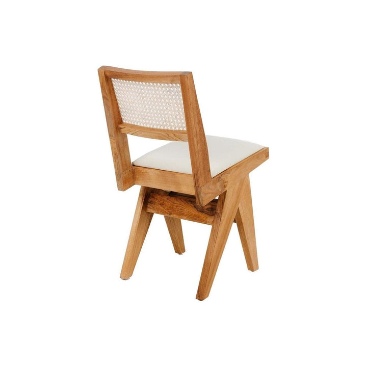 Jeanneret Dining Side Chair with Seat Pad and Hand Caned Back-France & Son-FL1338-Dining ChairsWhitewashed-Single-8-France and Son