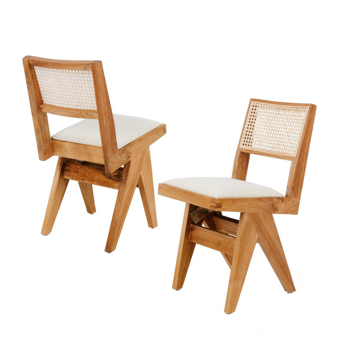 Jeanneret Dining Side Chair with Seat Pad-France & Son-FL1338-Dining ChairsWhitewashed-9-France and Son