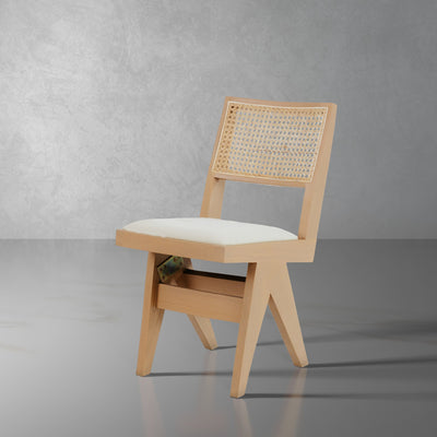 Jeanneret Dining Side Chair with Seat Pad-France & Son-FL1338NTRL-Dining ChairsNatural Teak-Single-1-France and Son