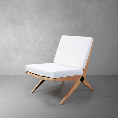 Pierre Jeanneret Armless Scissor Lounge Chair-France & Son-FL1349BGE-Lounge ChairsBeige-1-France and Son