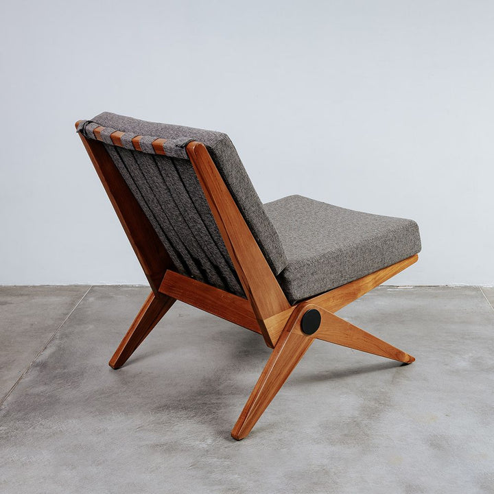 Pierre Jeanneret Armless Scissor Lounge Chair - Grey