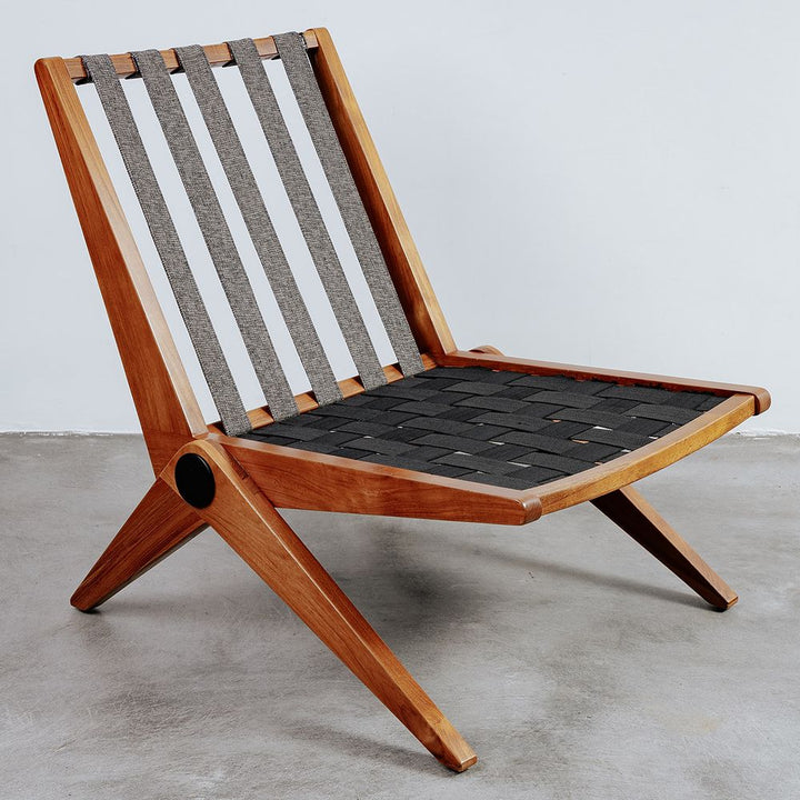 Pierre Jeanneret Armless Scissor Lounge Chair - Grey