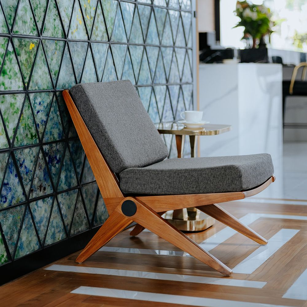 Pierre Jeanneret Armless Scissor Lounge Chair - Grey