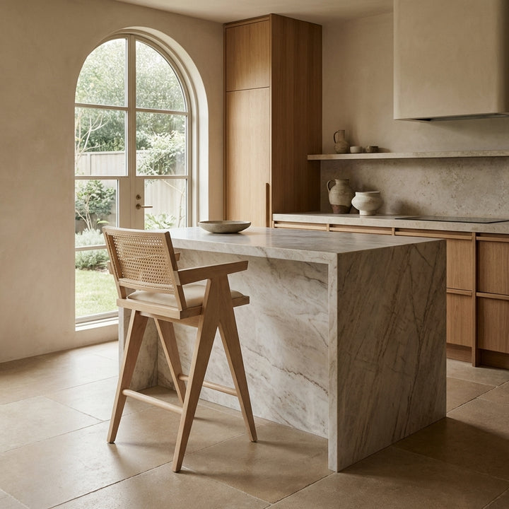 Jeanneret Bar + Counter Stool with Padded Seat