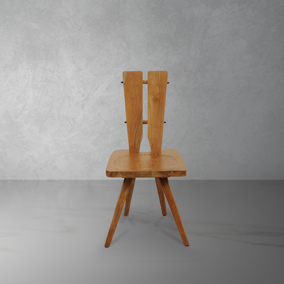 Brutalist Teak Side Chair-France & Son-FL1382NTRL-Dining Chairs-1-France and Son