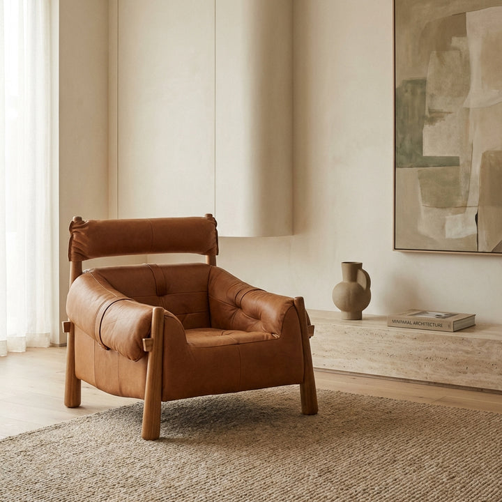 Percival Lounge Chair - Brown Leather