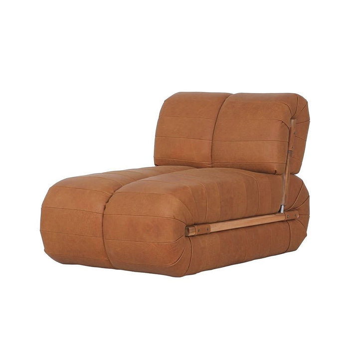 Percival Armless Lounge Chair - Brown Leather