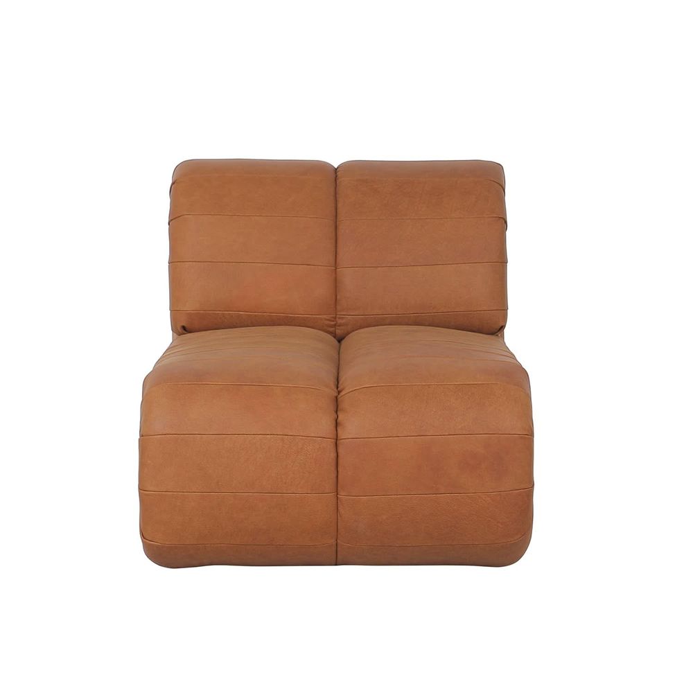 Percival Armless Lounge Chair - Brown Leather