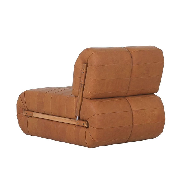 Percival Armless Lounge Chair - Brown Leather