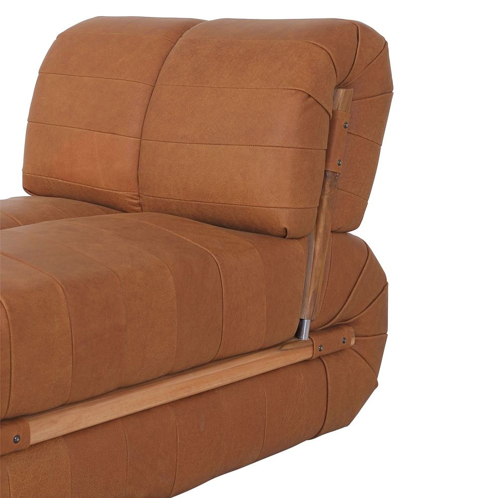 Percival Armless Lounge Chair - Brown Leather