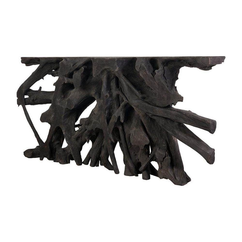 Organic Teak Console Table - Burnt Black-France & Son-FL1413BLK-Console TablesBlack-4-France and Son