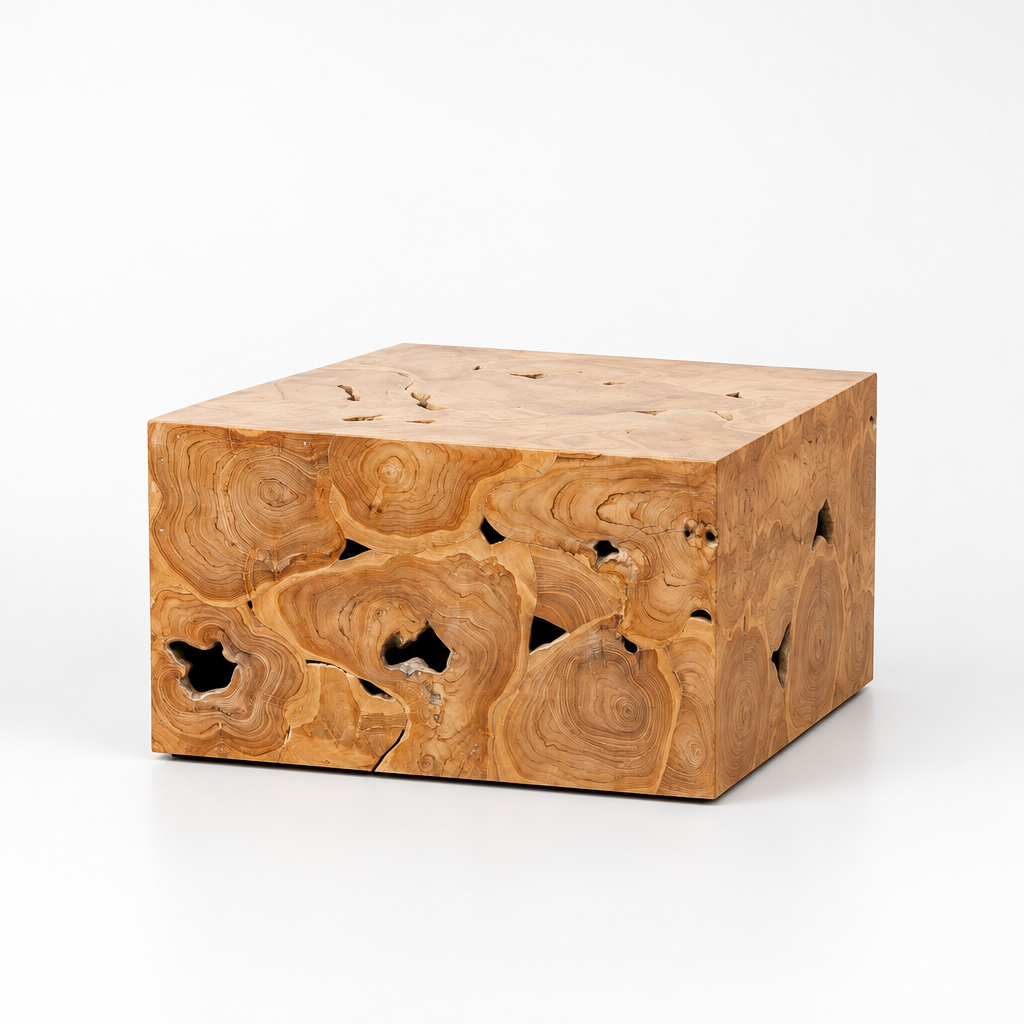 Teak Wood Organic Coffee Table - 31" Square