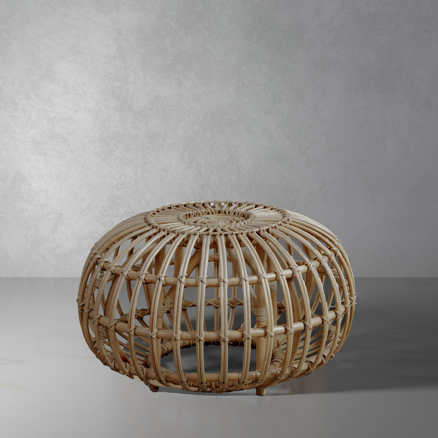 Albini Rattan Round Ottoman-France & Son-FL1431NTRL-Coffee TablesNatural-1-France and Son