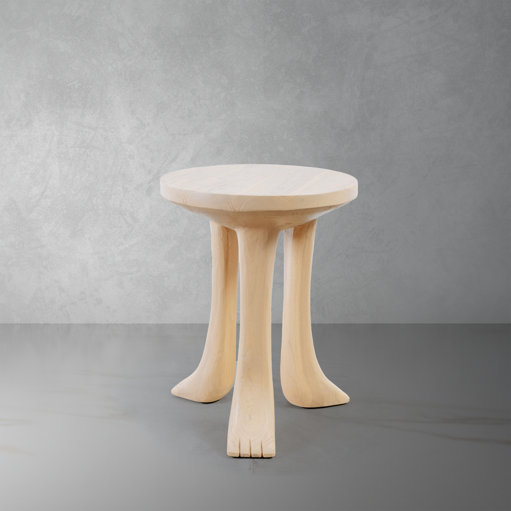 Paw Foot Pedestal Side Table-France & Son-FL1433IVORY-Side Tables-1-France and Son