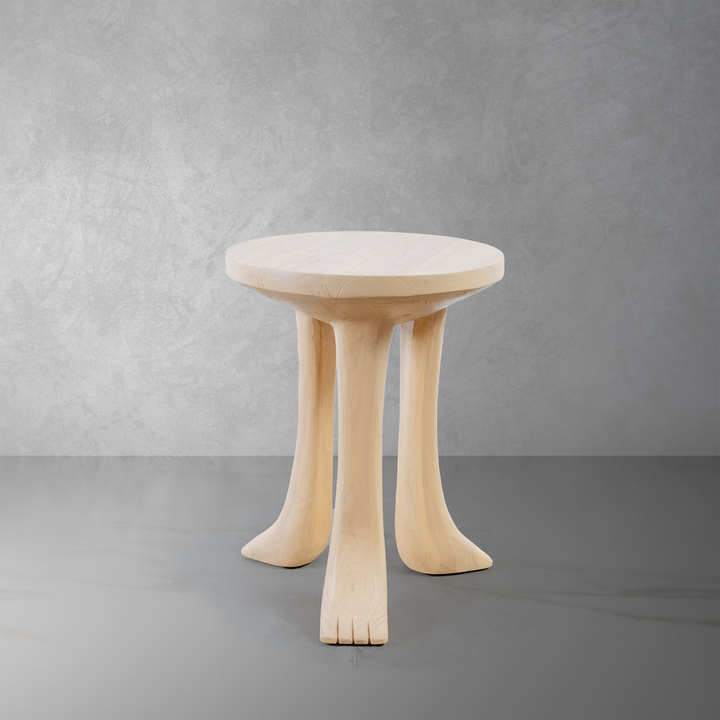 Paw Foot Pedestal Side Table-France & Son-FL1433IVORY-Side Tables-1-France and Son
