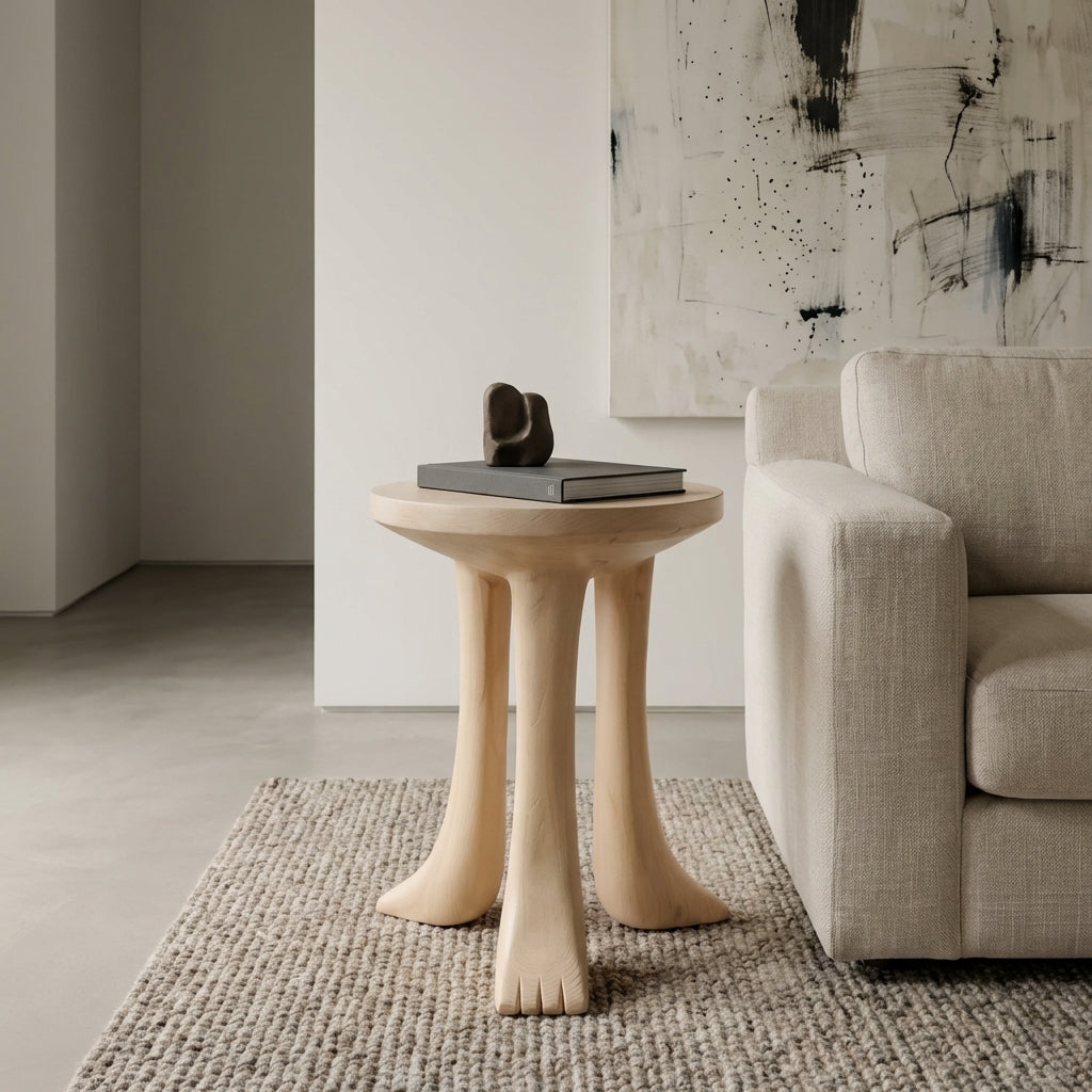 Paw Foot Pedestal Side Table
