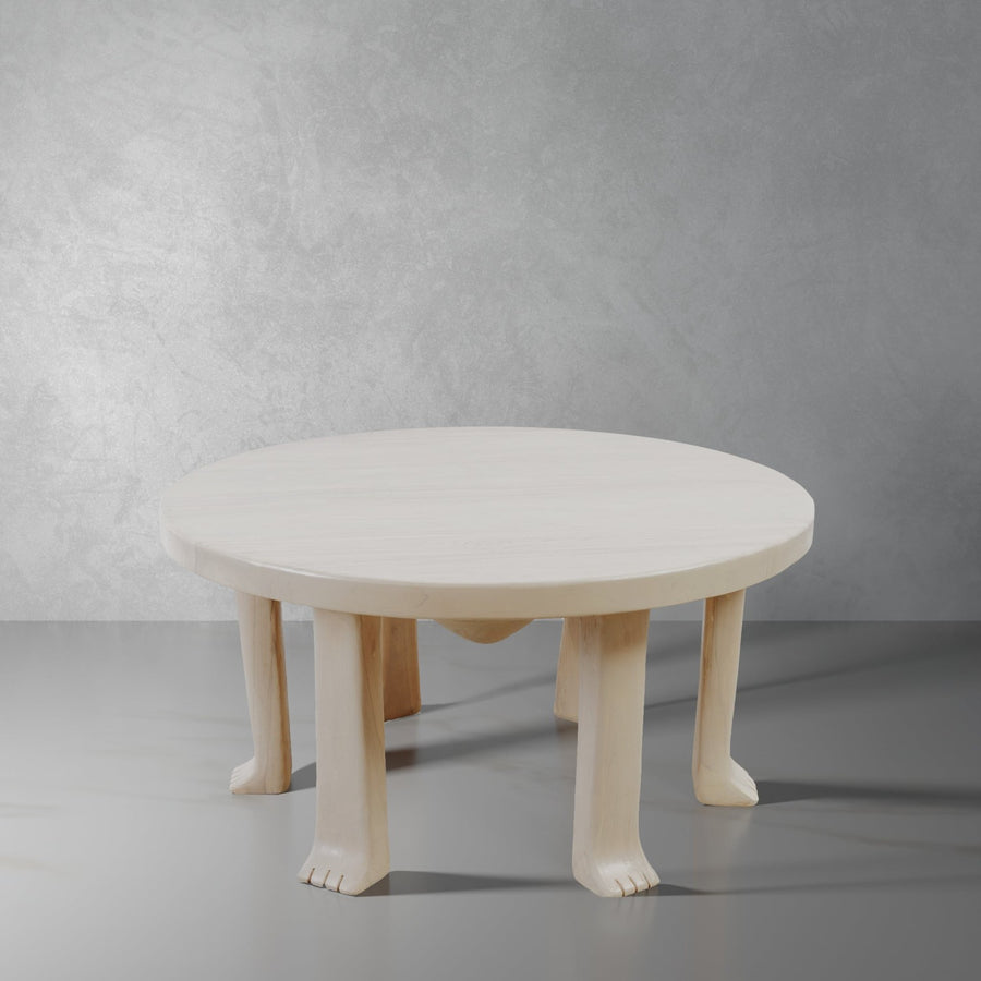 Paw Foot Round Coffee Table-France & Son-FL1436IVORY-Coffee Tables-1-France and Son