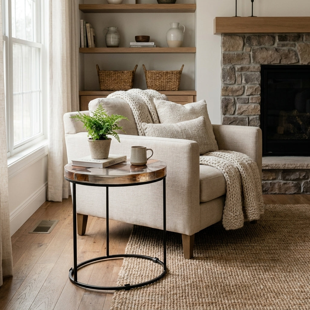 Cenric Teak and Resin Side Table