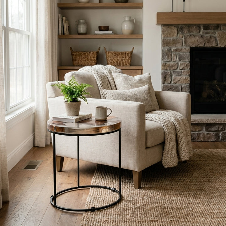 Cenric Teak and Resin Side Table