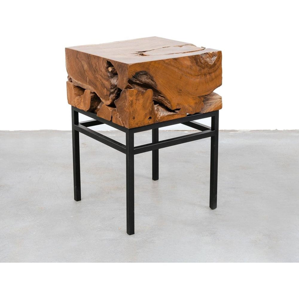 Organic Solid Teak Root Side Table-France & Son-FL1478TEAK-Side TablesSingle-2-France and Son