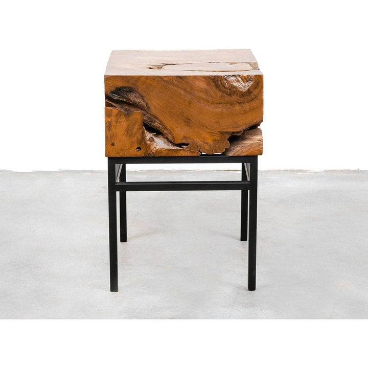 Organic Solid Teak Root Side Table-France & Son-FL1478TEAK-Side TablesSingle-1-France and Son