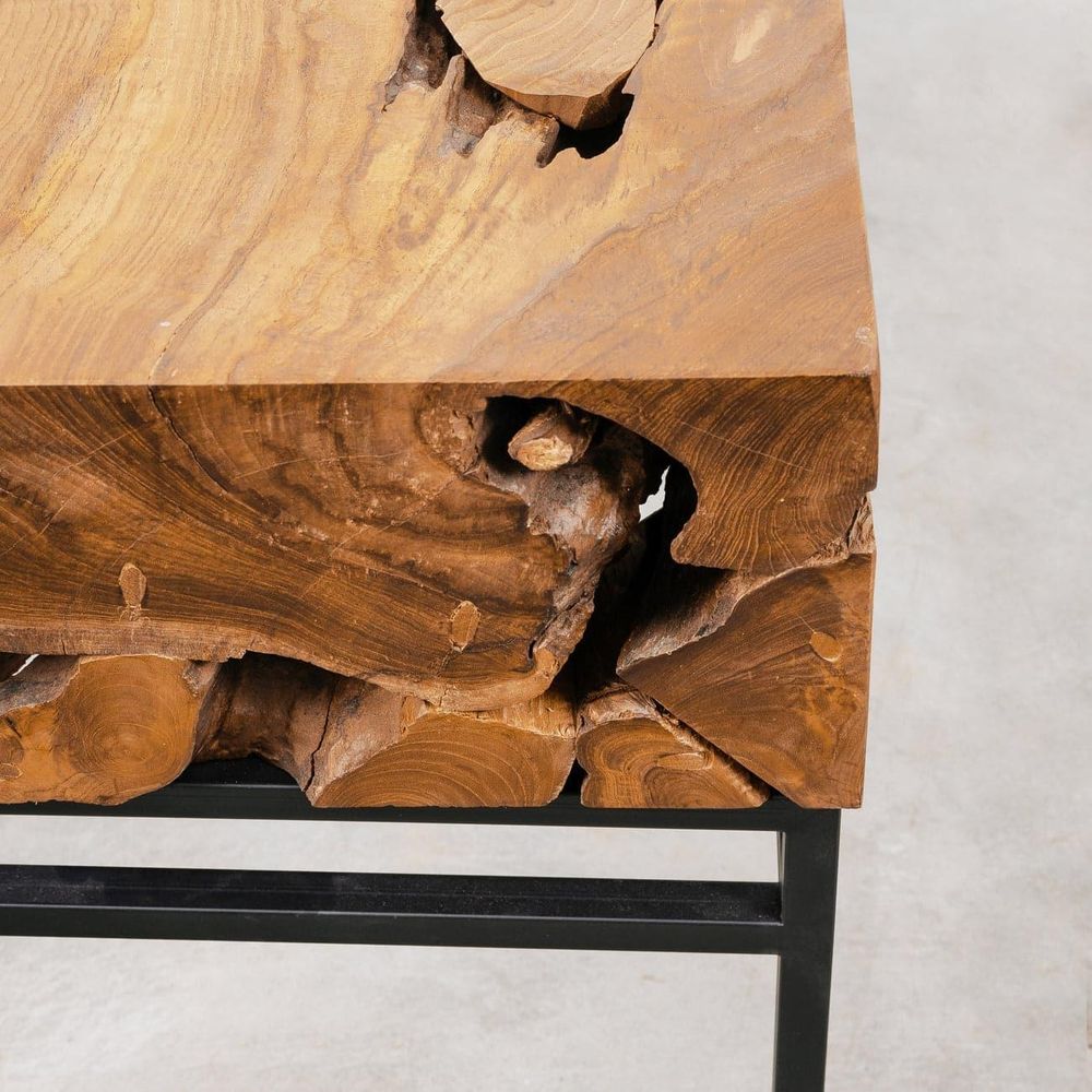 Organic Solid Teak Root Side Table-France & Son-FL1478TEAK-Side TablesSingle-3-France and Son