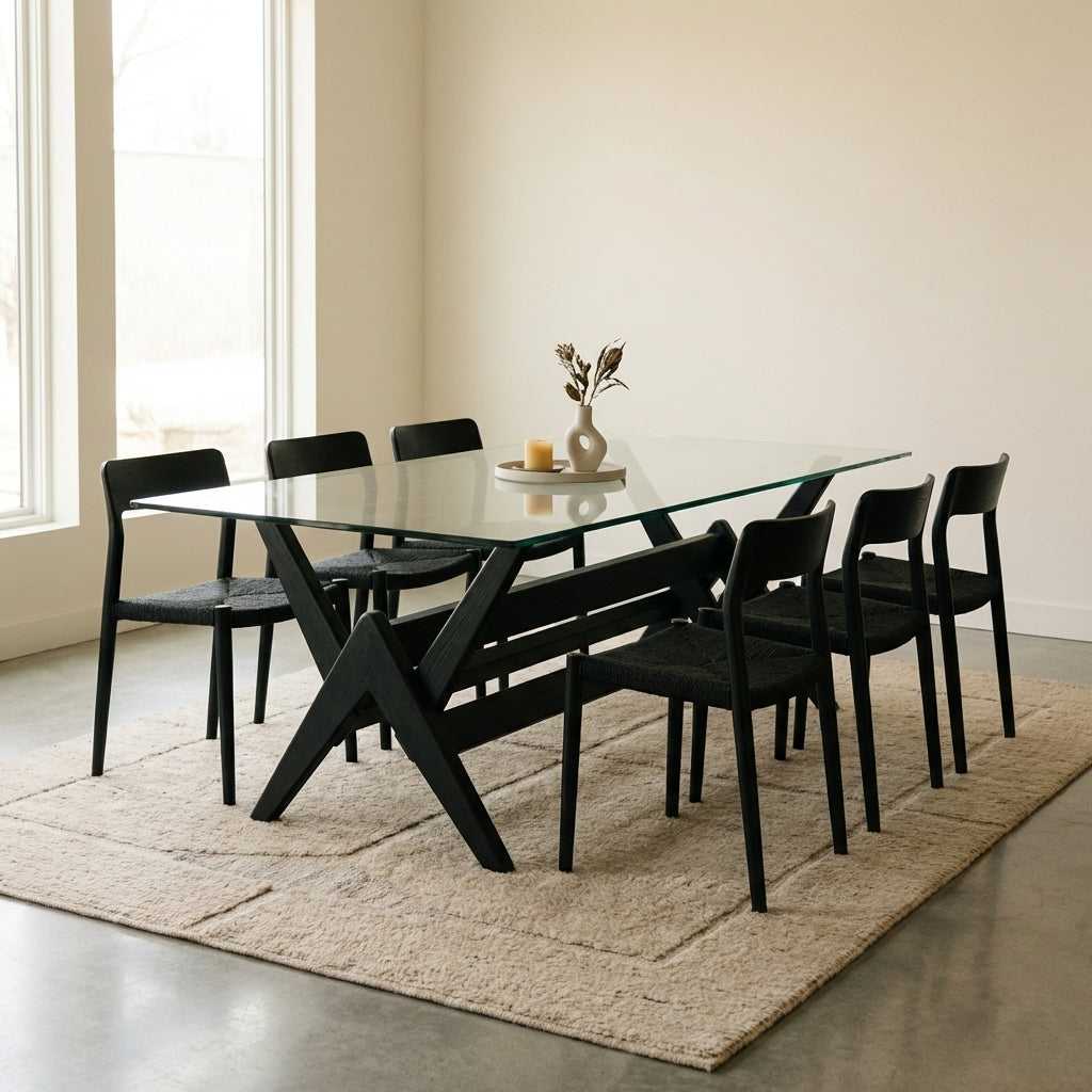 Jeanneret 71" Glass Dining Table