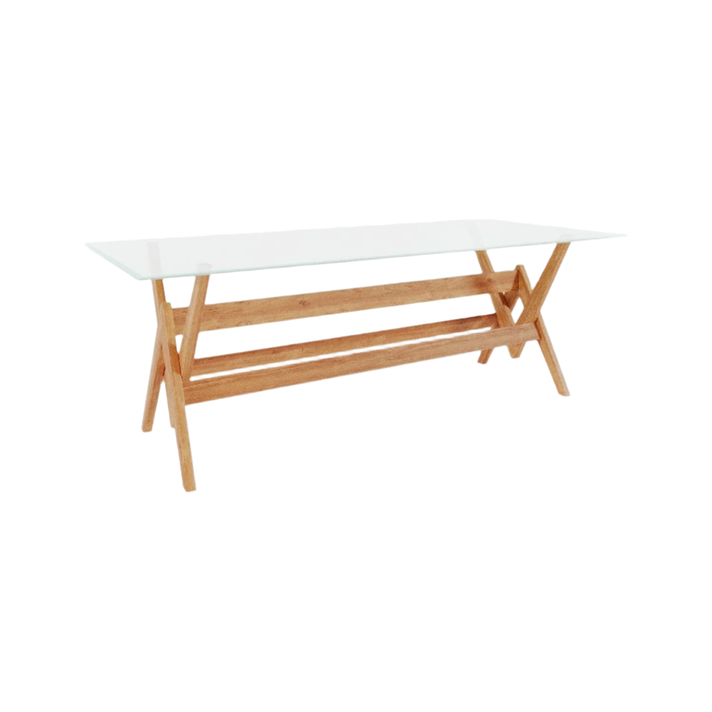 Rental Jeanneret 86" Glass Dining Table - Rental Price/Week
