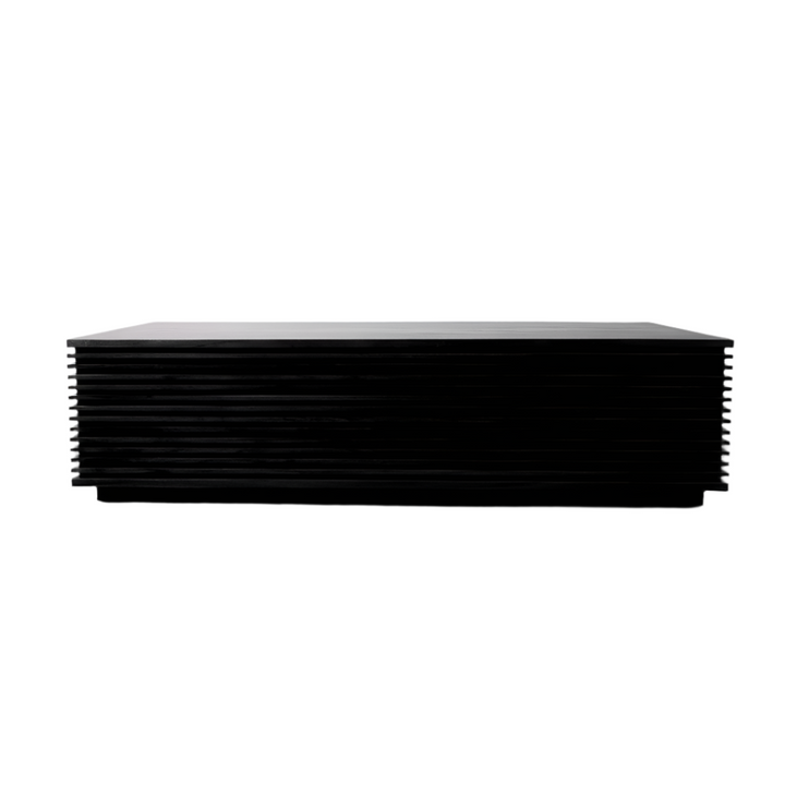 Jensen Slatted Teak Storage Bench, shown in black with wood, teak, and integrated lift-top storage compartment.