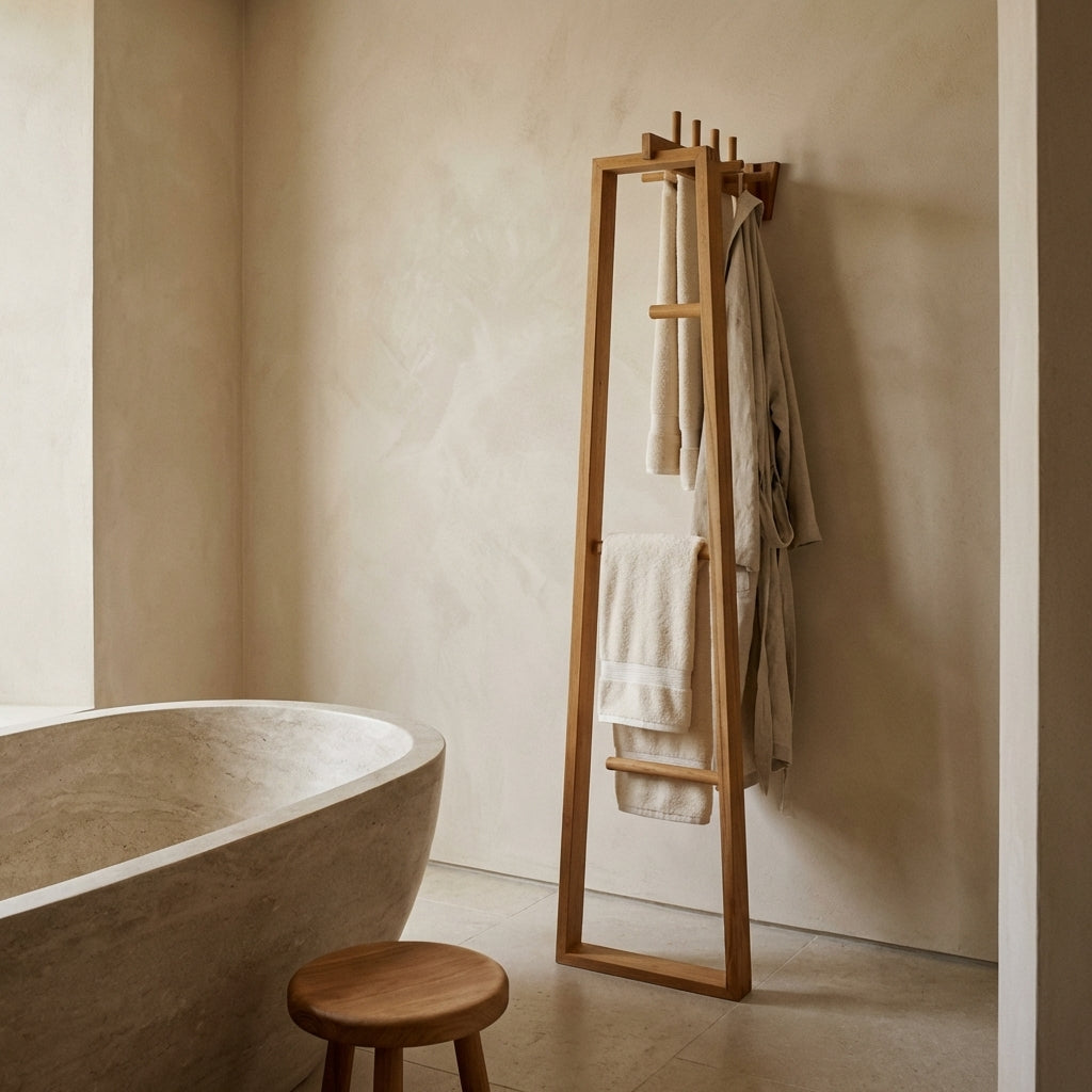 Aiyla Teak Leaning Towel Rack