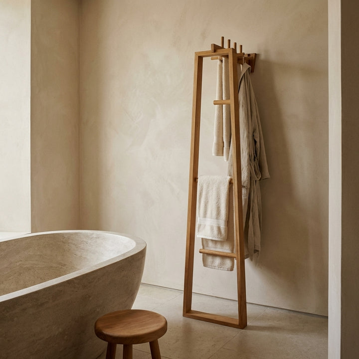Aiyla Teak Leaning Towel Rack