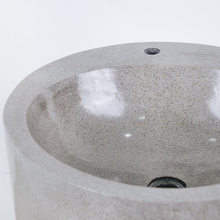Alani Stone Pedestal Sink-France & Son-FL1605GREY-Bathroom Sinks-3-France and Son
