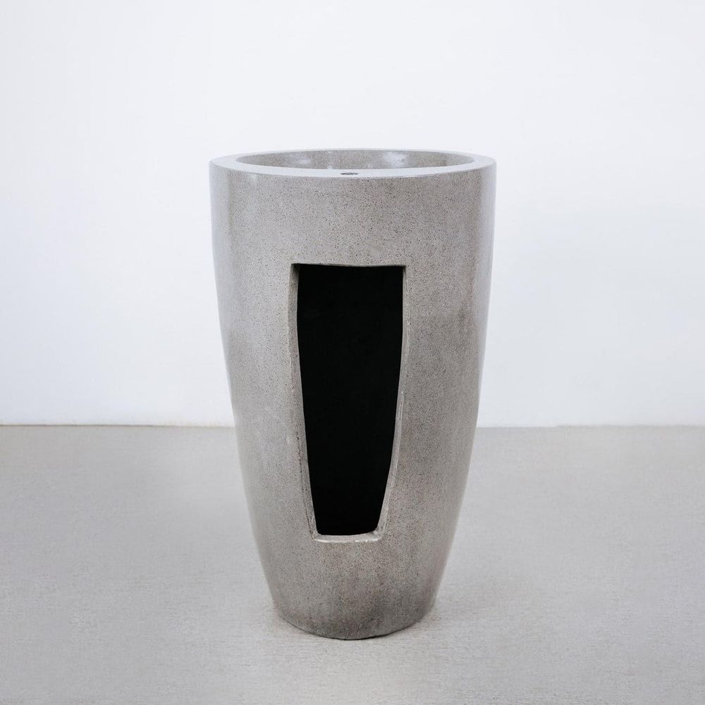 Alani Stone Pedestal Sink-France & Son-FL1605GREY-Bathroom Sinks-4-France and Son