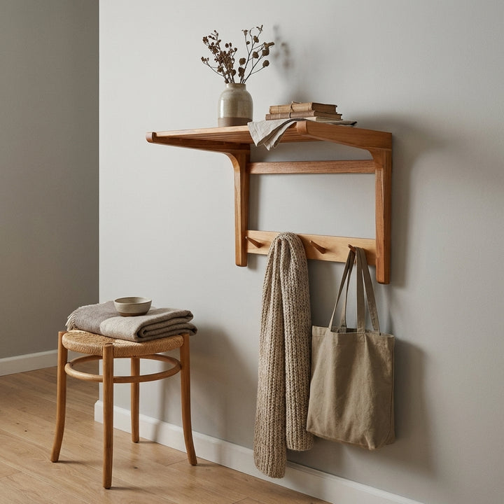 Jeanneret Teak Wall Shelf and Coat Rack