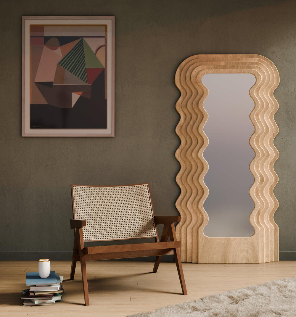 Teak Ettore Mirror-France & Son-FL9057IVORY-Mirrors-2-France and Son