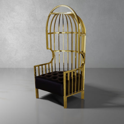 Birdcage Chair - Gold-France & Son-FMC002BLKGLD-Lounge Chairs-1-France and Son