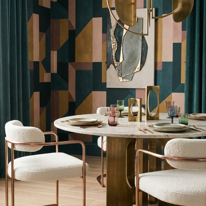 Jagger Dining Chair with White Boucle and Rose Gold Frame
