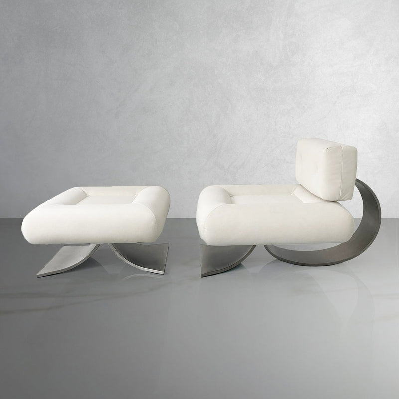 Niemeyer Lounge Chair and Ottoman-France & Son-FMC021OWHT-Lounge Chairs-1-France and Son