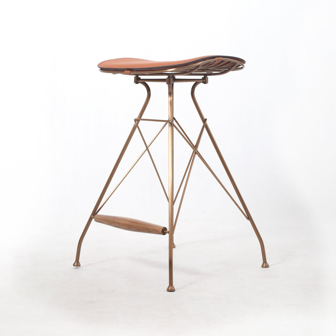 Odilia Counter Stool-France & Son-FMS018C-BRNRGLD-Dining Chairs-3-France and Son