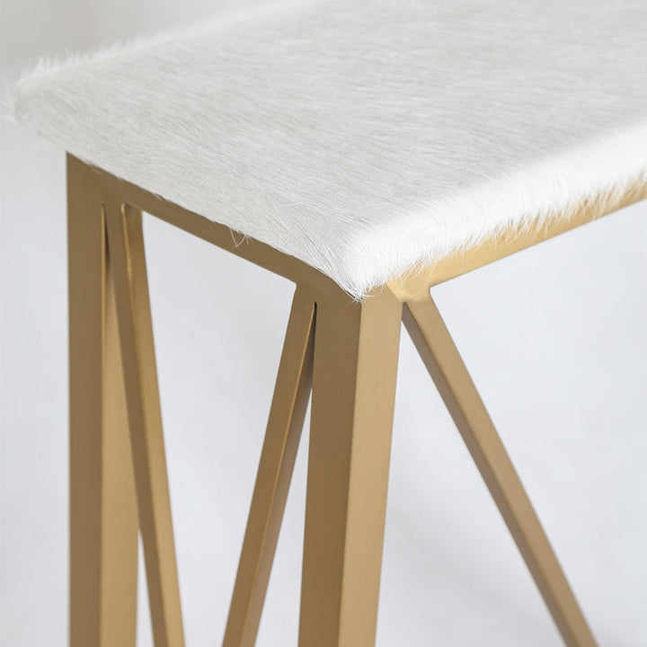 Harlequin White Hair on Hide Console Table - Gold Frame