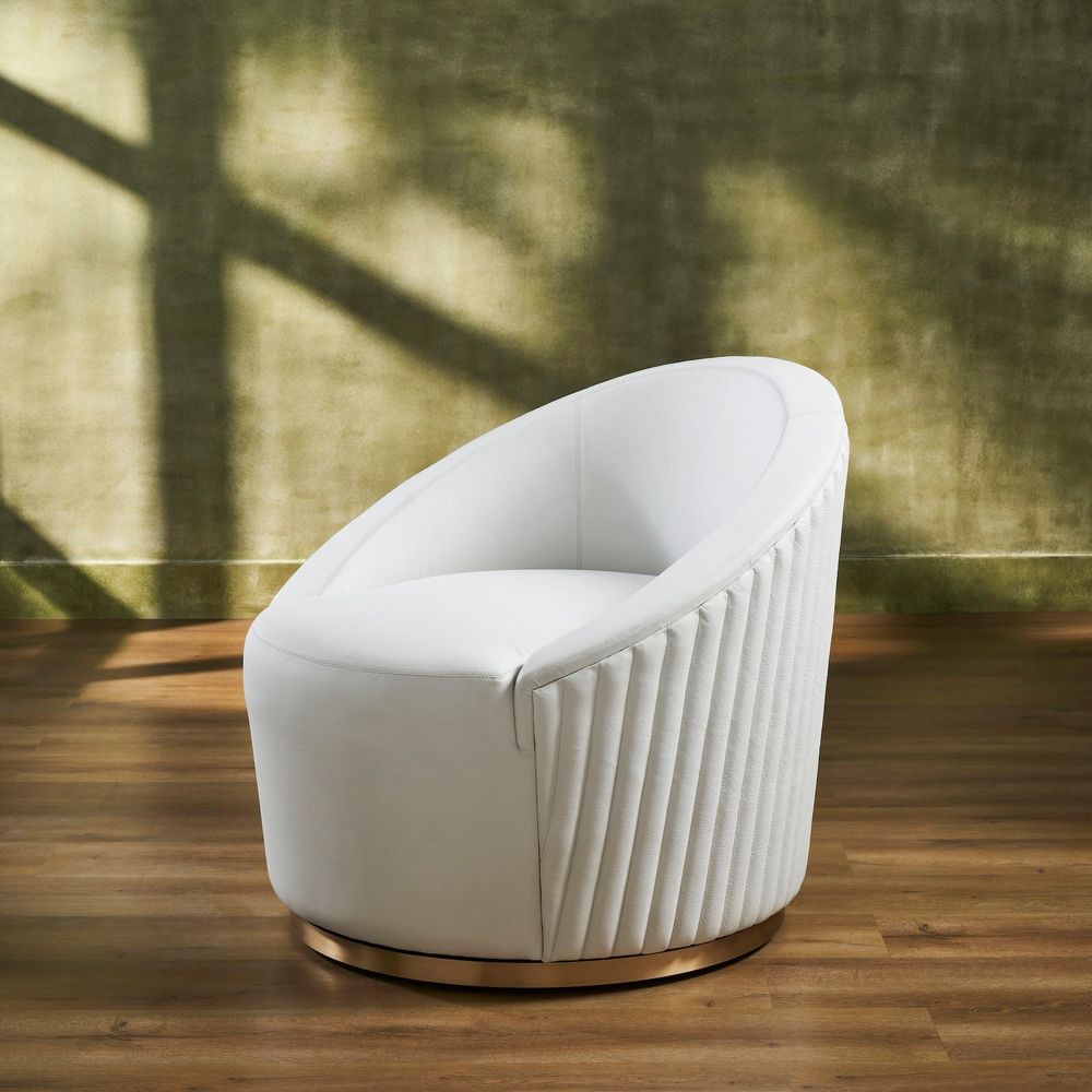 Lounge Chairs Dawson Leather Swivel Chair - White