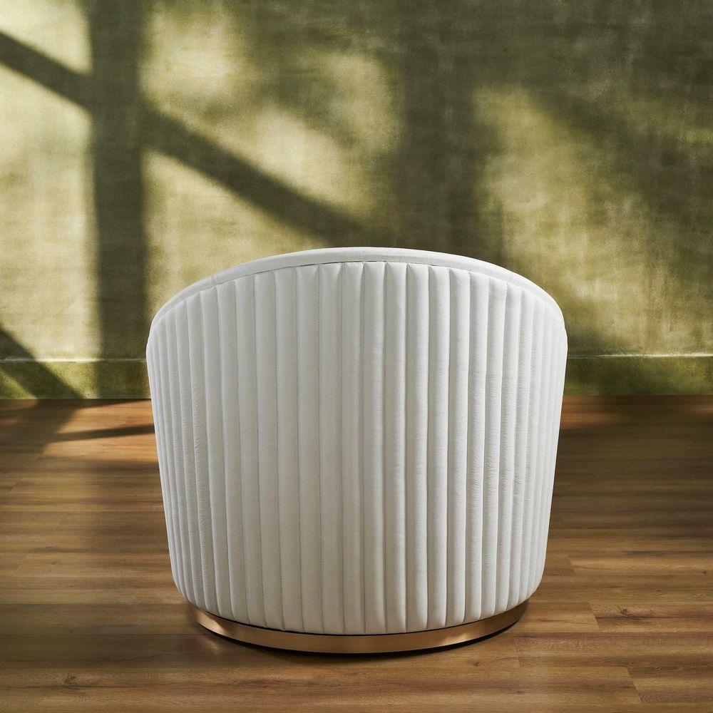 Dawson Leather Swivel Chair - White